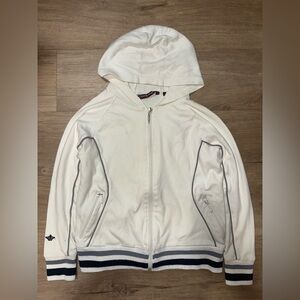 EXCHANGE Cream Hoodie with Black and Gray Details